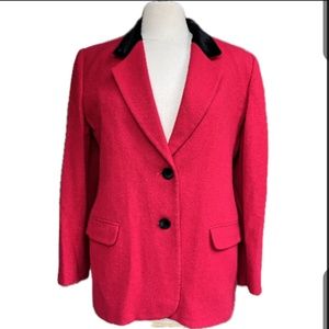 Vintage early 90's Burberry Women's Red Cashmere Blazer, Size 8